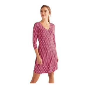 Boden Tory jersey red rainbow dress womens 14 large new 3/4 sleeve casual cute